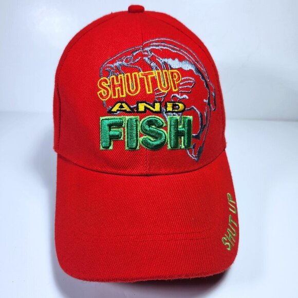 Casquette Trucker "Shut Up And Fish" - Noir / Rouge - Style Rétro, Neuve Sans étiquette